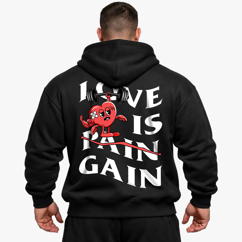 Love is Gain sudadera con capucha extragrande (espalda estampada)